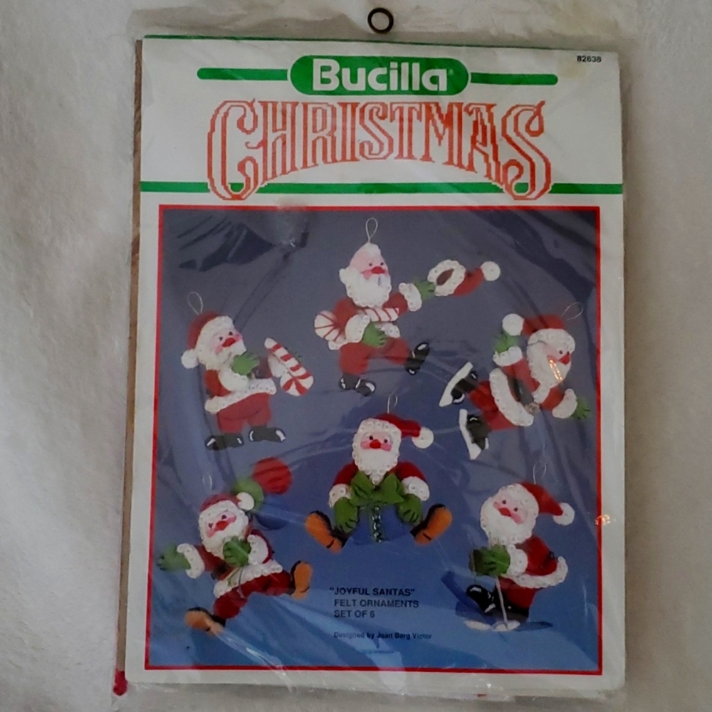 Bucilla Felt Christmas Ornament Kit Set of 6 Joyful Santa 82638